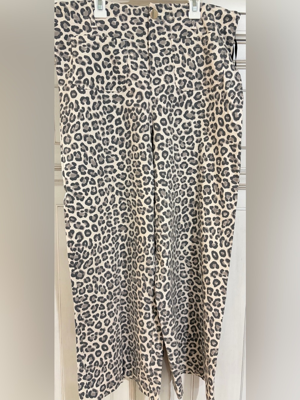 NWT SZ L Jules & Leopold Beige and Black Leopard Print Stretch Wide Leg Trousers